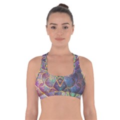 Dragon Fractal Pattern Texture Cross Back Sports Bra by Wegoenart