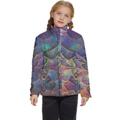 Dragon Fractal Pattern Texture Kids  Puffer Bubble Jacket Coat by Wegoenart