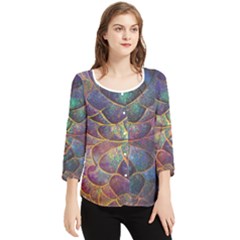 Dragon Fractal Pattern Texture Chiffon Quarter Sleeve Blouse by Wegoenart