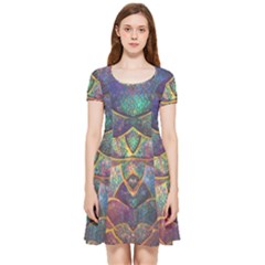 Dragon Fractal Pattern Texture Inside Out Cap Sleeve Dress by Wegoenart