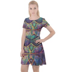 Dragon Fractal Pattern Texture Cap Sleeve Velour Dress  by Wegoenart