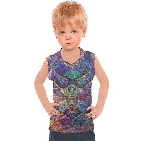 Dragon Fractal Pattern Texture Kids  Sport Tank Top by Wegoenart