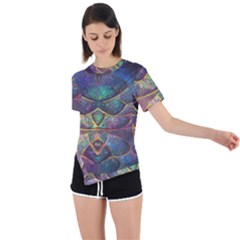 Dragon Fractal Pattern Texture Asymmetrical Short Sleeve Sports Tee by Wegoenart