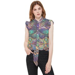 Dragon Fractal Pattern Texture Frill Detail Shirt by Wegoenart