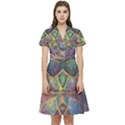 Dragon Fractal Pattern Texture Short Sleeve Waist Detail Dress View1