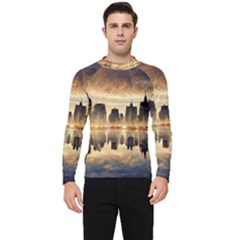 Manhattan Skyline Sunset Nyc Men s Long Sleeve Rash Guard by Wegoenart