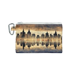 Manhattan Skyline Sunset Nyc Canvas Cosmetic Bag (small) by Wegoenart