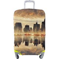 Manhattan Skyline Sunset Nyc Luggage Cover (large) by Wegoenart