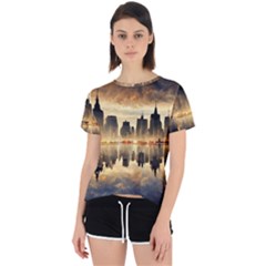 Manhattan Skyline Sunset Nyc Open Back Sport Tee by Wegoenart