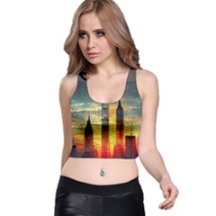 New York City Sunset Dusk Twilight Racer Back Crop Top by Wegoenart