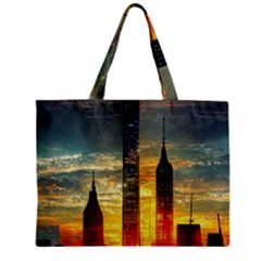 New York City Sunset Dusk Twilight Zipper Mini Tote Bag by Wegoenart