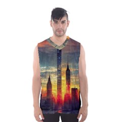 New York City Sunset Dusk Twilight Men s Basketball Tank Top by Wegoenart