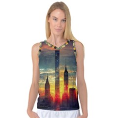 New York City Sunset Dusk Twilight Women s Basketball Tank Top by Wegoenart