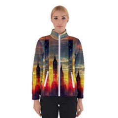 New York City Sunset Dusk Twilight Women s Bomber Jacket by Wegoenart