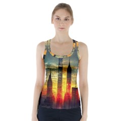 New York City Sunset Dusk Twilight Racer Back Sports Top by Wegoenart