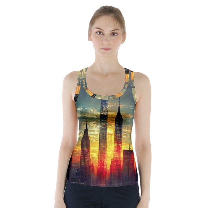 New York City Sunset Dusk Twilight Racer Back Sports Top