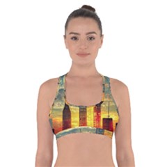 New York City Sunset Dusk Twilight Cross Back Sports Bra by Wegoenart