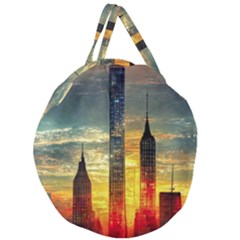 New York City Sunset Dusk Twilight Giant Round Zipper Tote by Wegoenart