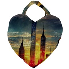 New York City Sunset Dusk Twilight Giant Heart Shaped Tote by Wegoenart