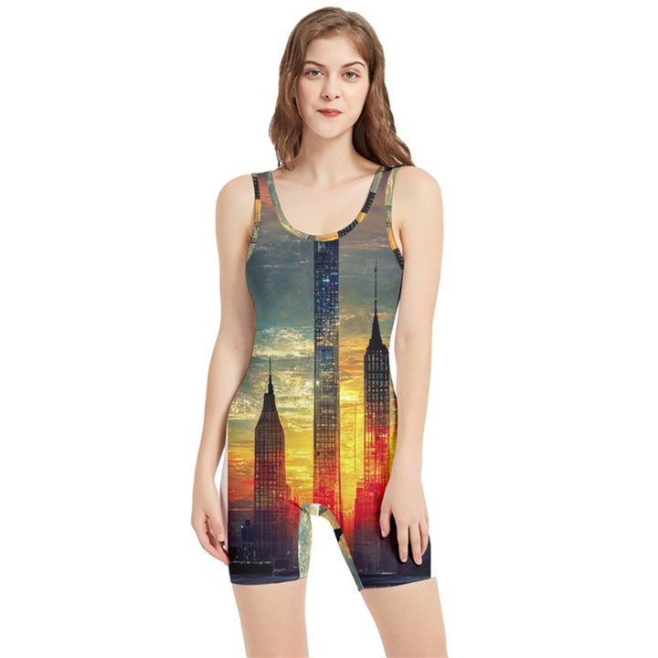 New York City Sunset Dusk Twilight Women s Wrestling Singlet