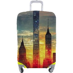 New York City Sunset Dusk Twilight Luggage Cover (large) by Wegoenart