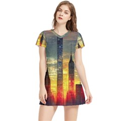 New York City Sunset Dusk Twilight Women s Sports Skirt by Wegoenart