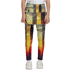 New York City Sunset Dusk Twilight Kids  Skirted Pants by Wegoenart