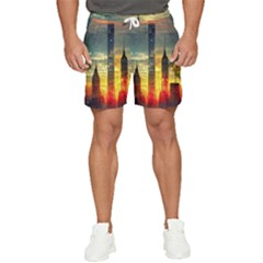 New York City Sunset Dusk Twilight Men s Runner Shorts by Wegoenart