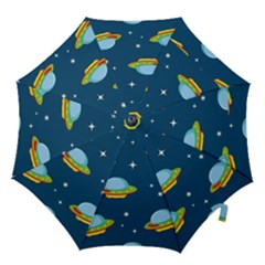 Seamless Pattern Ufo With Star Space Galaxy Background Hook Handle Umbrellas (small) by Wegoenart