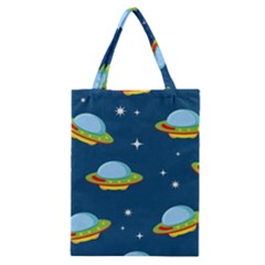 Seamless Pattern Ufo With Star Space Galaxy Background Classic Tote Bag by Wegoenart