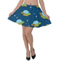 Seamless Pattern Ufo With Star Space Galaxy Background Velvet Skater Skirt View1