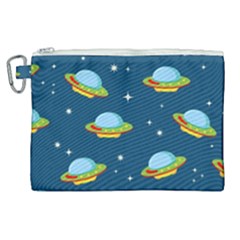 Seamless Pattern Ufo With Star Space Galaxy Background Canvas Cosmetic Bag (xl) by Wegoenart