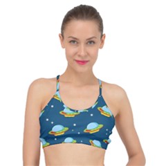 Seamless Pattern Ufo With Star Space Galaxy Background Basic Training Sports Bra by Wegoenart