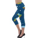 Seamless Pattern Ufo With Star Space Galaxy Background Lightweight Velour Capri Leggings  View3