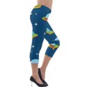 Seamless Pattern Ufo With Star Space Galaxy Background Lightweight Velour Capri Leggings  View4