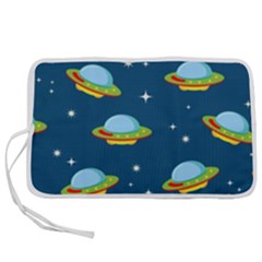 Seamless Pattern Ufo With Star Space Galaxy Background Pen Storage Case (m) by Wegoenart