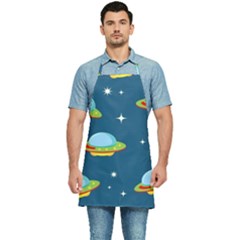 Seamless Pattern Ufo With Star Space Galaxy Background Kitchen Apron by Wegoenart