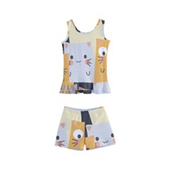 Seamless Pattern Cute Cat Cartoons Kids  Boyleg Swimsuit by Wegoenart