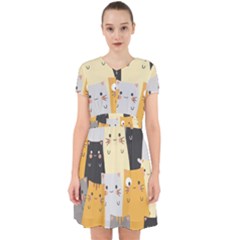 Seamless Pattern Cute Cat Cartoons Adorable In Chiffon Dress by Wegoenart