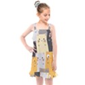 Seamless Pattern Cute Cat Cartoons Kids  Overall Dress View1