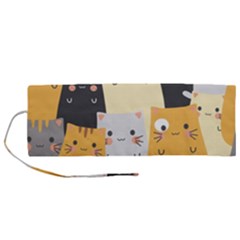 Seamless Pattern Cute Cat Cartoons Roll Up Canvas Pencil Holder (m) by Wegoenart