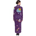 Space Travels Seamless Pattern Vector Cartoon Turtleneck Maxi Dress View2