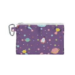 Space Travels Seamless Pattern Vector Cartoon Canvas Cosmetic Bag (small) by Wegoenart