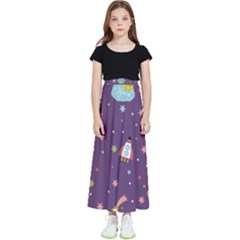 Space Travels Seamless Pattern Vector Cartoon Kids  Flared Maxi Skirt by Wegoenart