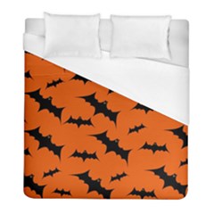 Halloween Card With Bats Flying Pattern Duvet Cover (full/ Double Size) by Wegoenart