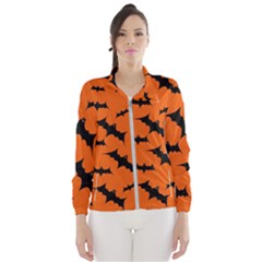 Halloween Card With Bats Flying Pattern Women s Windbreaker by Wegoenart