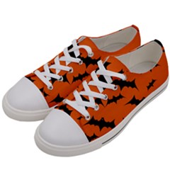 Halloween Card With Bats Flying Pattern Men s Low Top Canvas Sneakers by Wegoenart