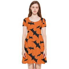 Halloween Card With Bats Flying Pattern Inside Out Cap Sleeve Dress by Wegoenart