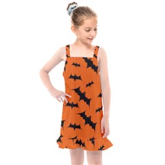 Halloween Card With Bats Flying Pattern Kids  Overall Dress by Wegoenart