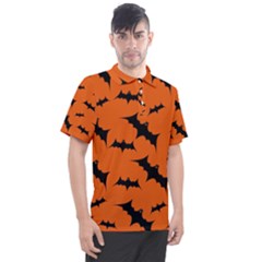 Halloween Card With Bats Flying Pattern Men s Polo Tee by Wegoenart